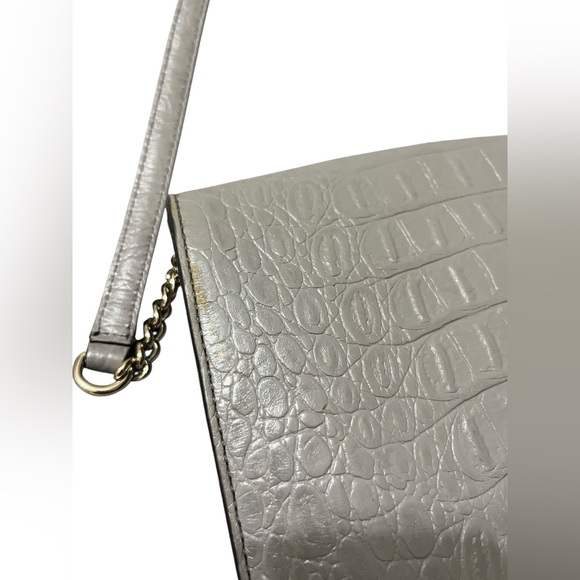 KATE SPADE Harwood Place Fiona Crossbody Soft Taupe Gray Color Croc Leather - Picture 4 of 13